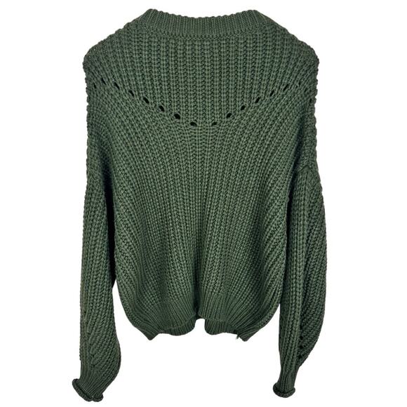 Elodie Dark Green Oversized Pullover Chunky Loose- Knit Cozy Sweater Sz Medium - Picture 4 of 10